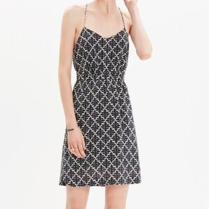 Madewell Silk Daylight Dress Ikat Bloom Black Cream Size 6